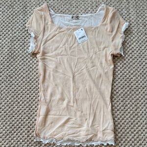 Free People Cream Short Sleeve Top